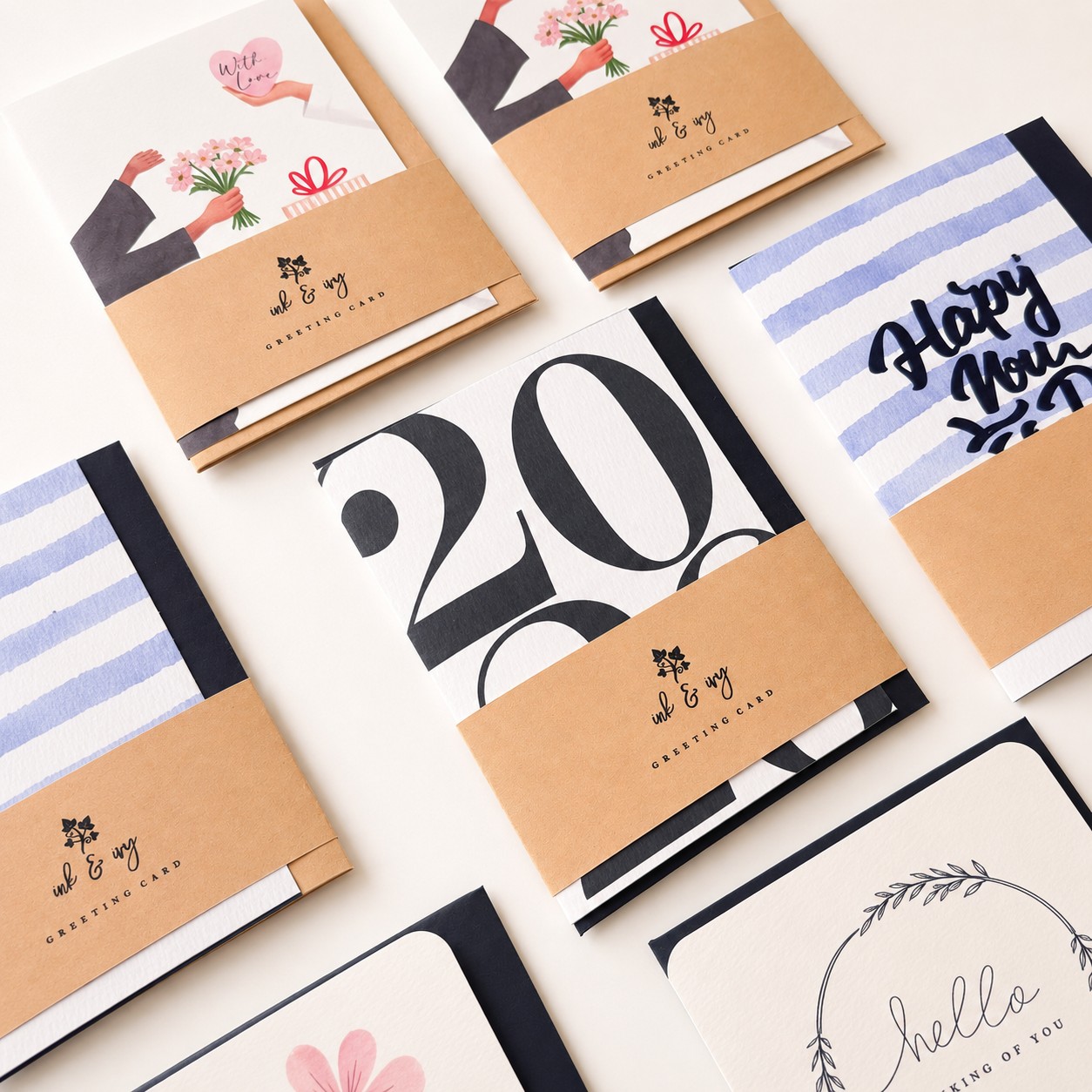 A collection of Ink & Ivy handmade cards